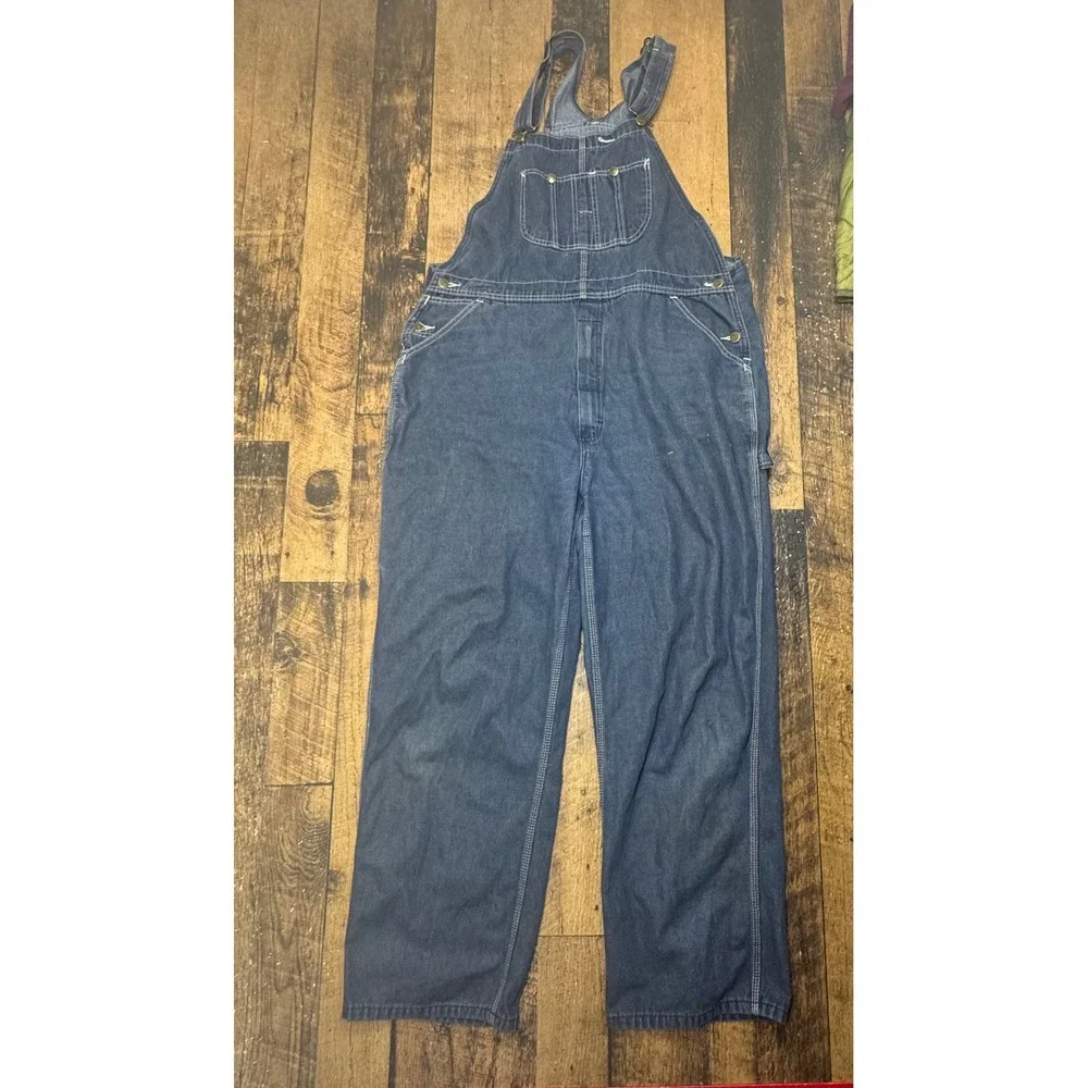 Roebucks Denim Bib Overalls Blue Classic Workwear Carpenter Pants Size 42x30‎